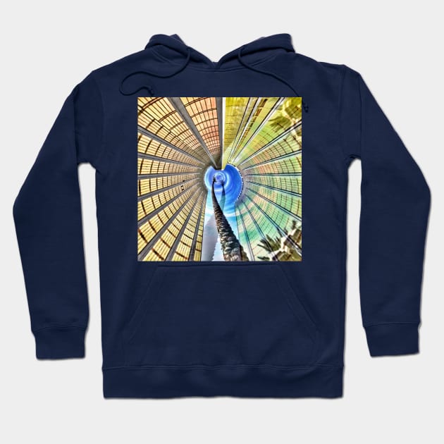 Whirling Building and Palms Abstract Hoodie by Debra Martz